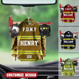 Personalized Acrylic Car Ornament - Gift For Firefighter