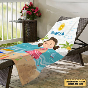 Kid On The Beach - Personalized Beach Towel