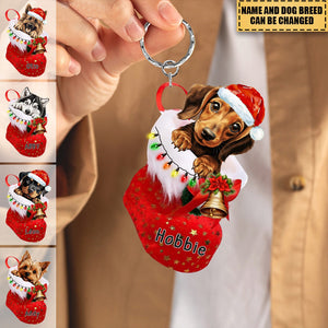 Dog In Christmas Shoes - Personalized Acrylic Keychain