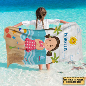 Kid On The Beach - Personalized Beach Towel