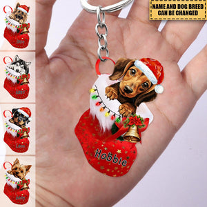 Dog In Christmas Shoes - Personalized Acrylic Keychain