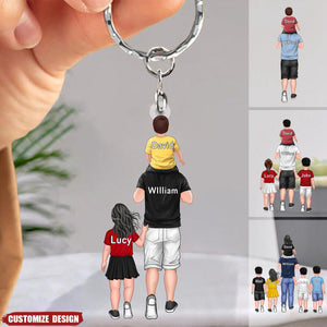 Personalized Dad And Kids Keychain