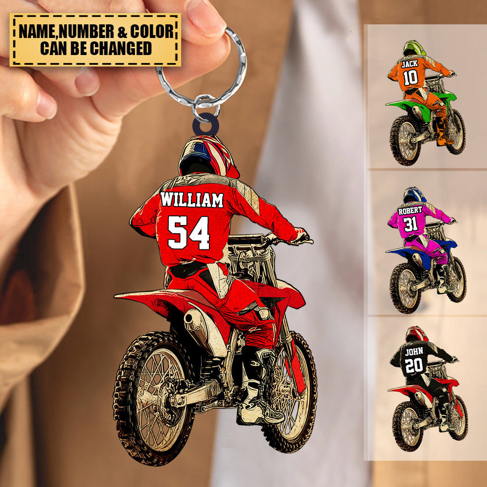 Custom Personalized Motocross Racer Acrylic Keychain