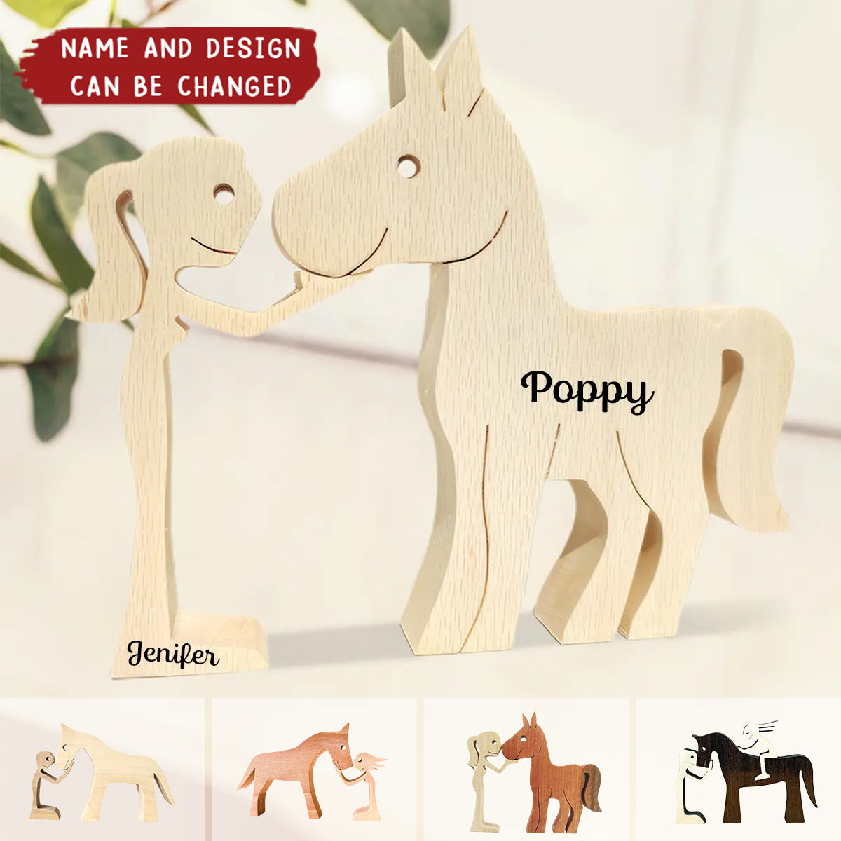 Personalized Wooden Horse Carvings - Gift For Horse Lovers Decorative Wooden Sculptures Printed