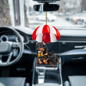 Rottweiler Fly With Parachute Christmas Two-Sided Ornament