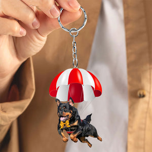 Rottweiler Fly With Parachute Christmas Two-Sided Ornament