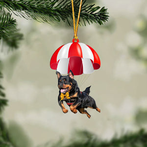 Rottweiler Fly With Parachute Christmas Two-Sided Ornament