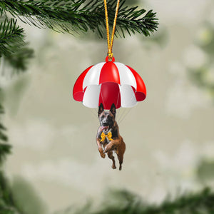 Belgian Malinois Fly With Parachute Christmas Two-Sided Ornament