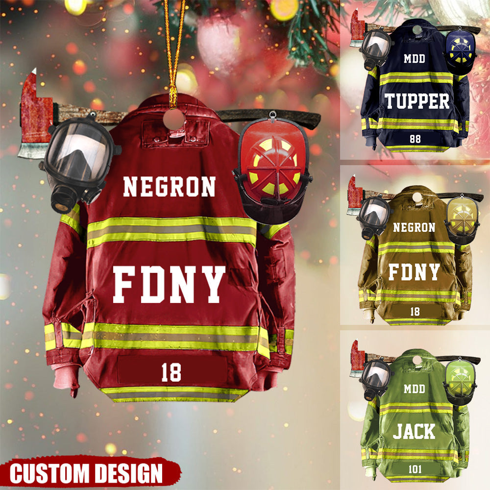 Custom Color & Name Firefighter Car/Christmas Acrylic Ornament