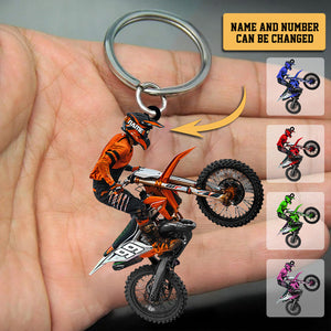 Personalized Motocross Biker Shaped Flat Acrylic Keychain