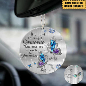 HARD TO FORGET SOMEONE, REMEMBER PERSONALIZED CIRCLE ACRYLIC ORNAMENT