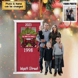 New House Front Door Ornament - Personalized Custom Photo Mica Ornament - Christmas Gift For Family, Family Members