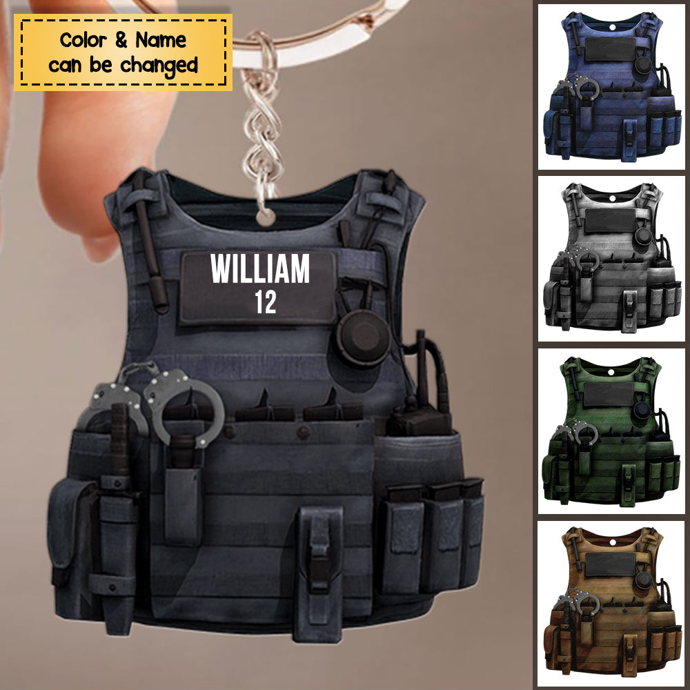 Police Bulletproof Vest, Personalized Keychain, Gift For Police Officers