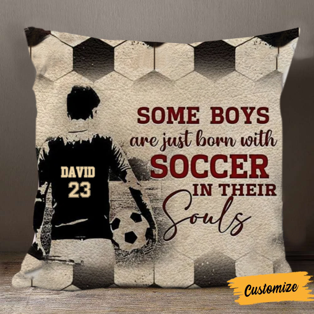 Some Boys Are Just Born With Hockey In Their Souls Photo Pillow,  Personalized Field Hockey Gifts For Grandson, Gifts For Hockey Players -  Best Personalized Gifts For Everyone