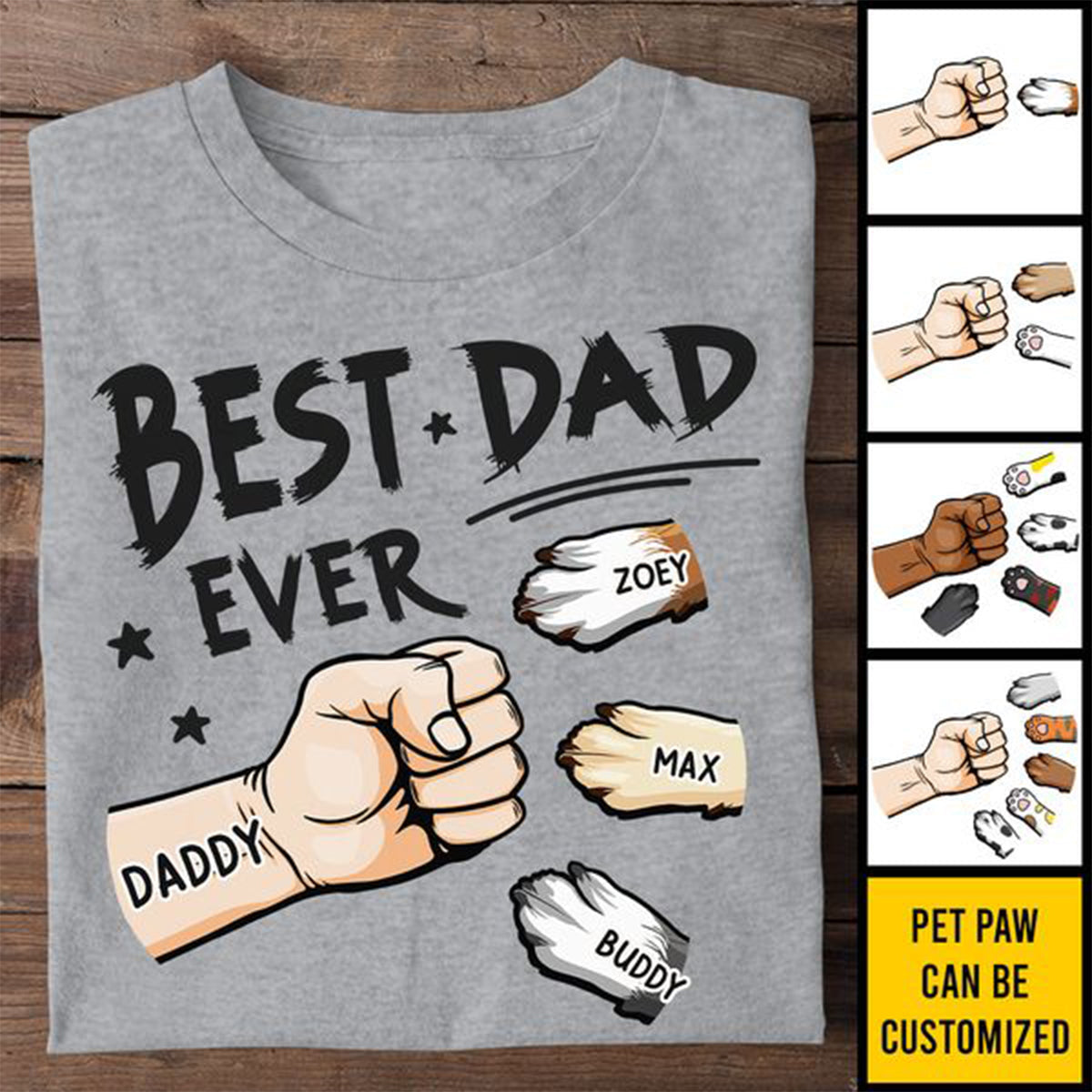 The Best Dad Ever & Fur Baby - Dog & Cat Personalized Custom Unisex T-shirt - Father's Day, Gift For Pet Owners, Pet Lovers