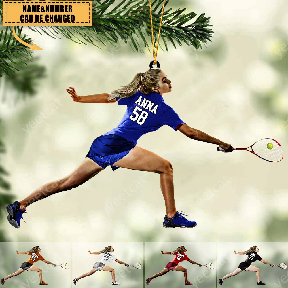 Personalized Tennis Ball Player Christmas Ornament -Great Gift Idea For Tennis Lovers