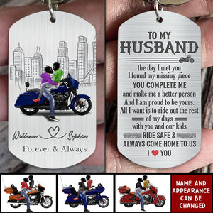Personalized Biker Husband Keychain- Gift Idea For Husband
