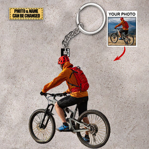 Personalized Mountain Biking Acrylic Keychain - Gift For Mountain Biking/Cyclist - Custom Your Photo