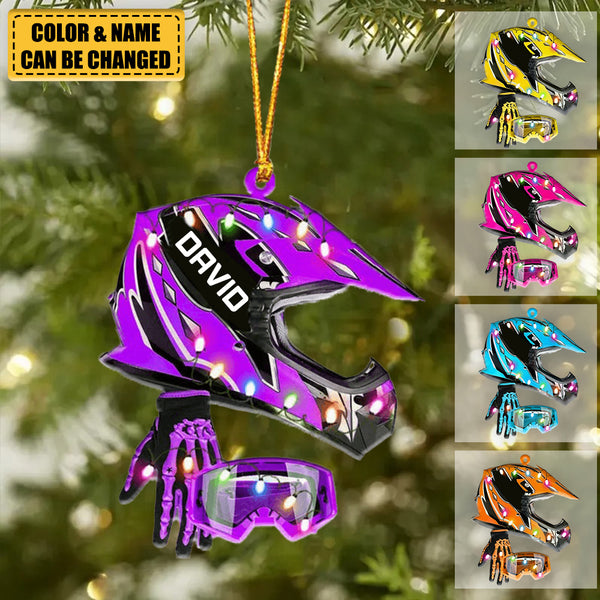 PERSONALIZED DIRT BIKE Boots Christmas Light Ornament - newsvips