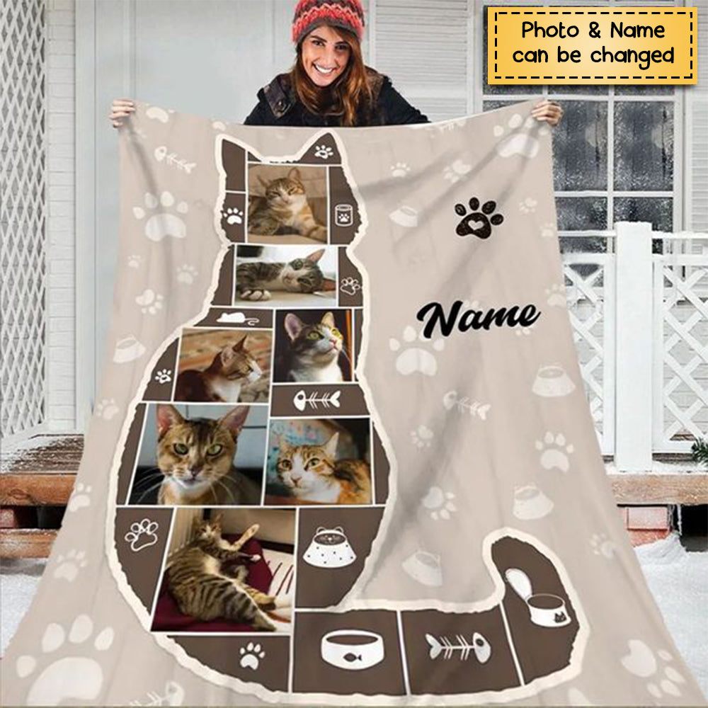 Personalized Cat Photo Collage Blanket, Best Gifts For Cat Owners, Cat Lover Gift