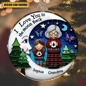 I Love You To The Moon And Back - Grandma Grandkid On Moon Personalized Acrylic Ornament