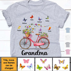 Gift for Grandma Bicycle With Flowers personalized T-shirt - Gift For Grandma