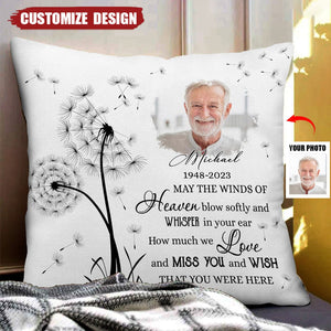 May the Winds of Heaven Memory -Personalized Memorial Pillow