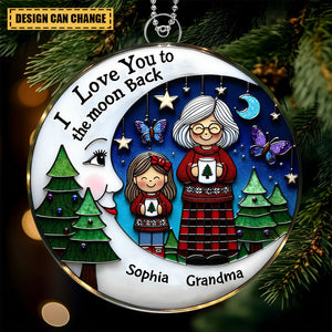 I Love You To The Moon And Back - Grandma Grandkid On Moon Personalized Acrylic Ornament