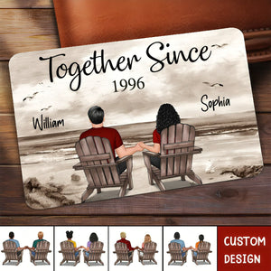 Retro Vintage Back View Couple Sitting Beach Landscape Personalized Wallet Card