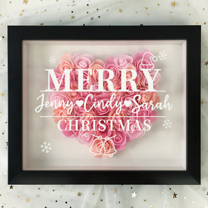 Personalized Merry Flower Shadow Box With Name For Christmas