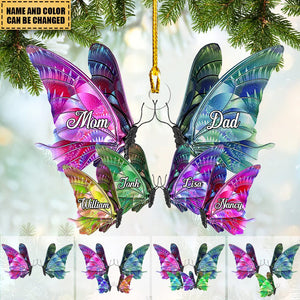 Family Members Christmas Butterfly Together Personalized Acrylic Ornament