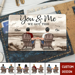 Retro Vintage Back View Couple Sitting Beach Landscape Personalized Wallet Card