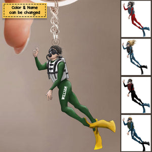 Persoanlized Scuba Diving Girl/Boy Acrylic Keychain, Gift For Diving Lovers