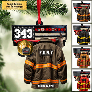 Firefighter Duty Honor Courage - Personalized Acrylic Christmas / Car Hanging Ornament