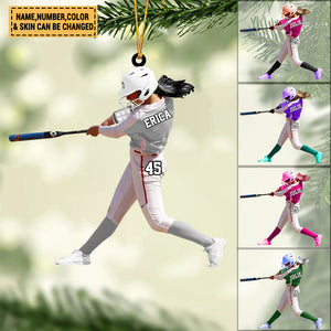 Custom Personalized Softball Acrylic Christmas Ornament, Gift For  Softball Lovers