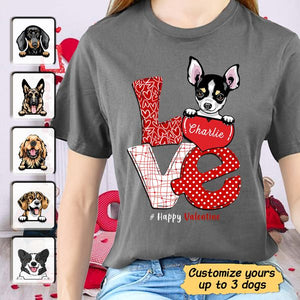 Happy Valentine Dog Personalized Shirt, Personalized Valentine Gift for Dog Lovers, Dog Dad, Dog Mom