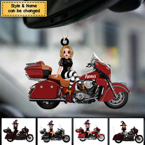 Personalized I Ride A Motorcycle Halloween Ornament / Keychain - Gift For Witch / Girl Bikers