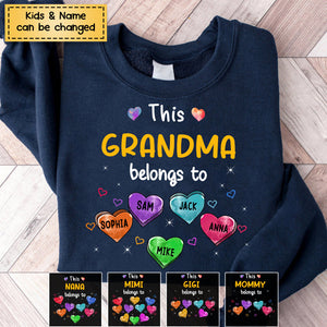 Personalized This Grandma Belongs To Sweet Heart Grandkids Sweatshirt