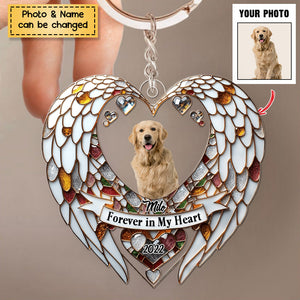 Angel Wings Upload Photo Memorial Personalized Acrylic Keychain