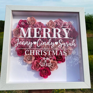 Personalized Merry Flower Shadow Box With Name For Christmas