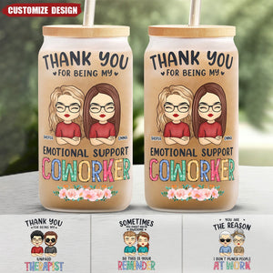 Thanks For Being My Unpaid Therapist - Bestie Personalized Custom Glass Cup, Iced Coffee Cup - Gift For Best Friends, BFF, Sisters, Coworkers