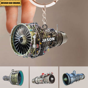 Personalized Turbofan Aircraft Engine Keychain