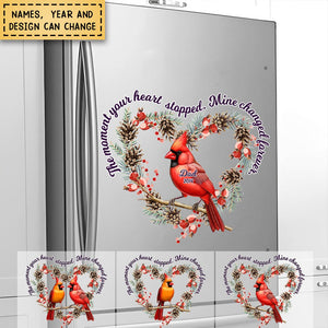 Heart-shaped Wreath Memorial Cardinals Personalized Decal