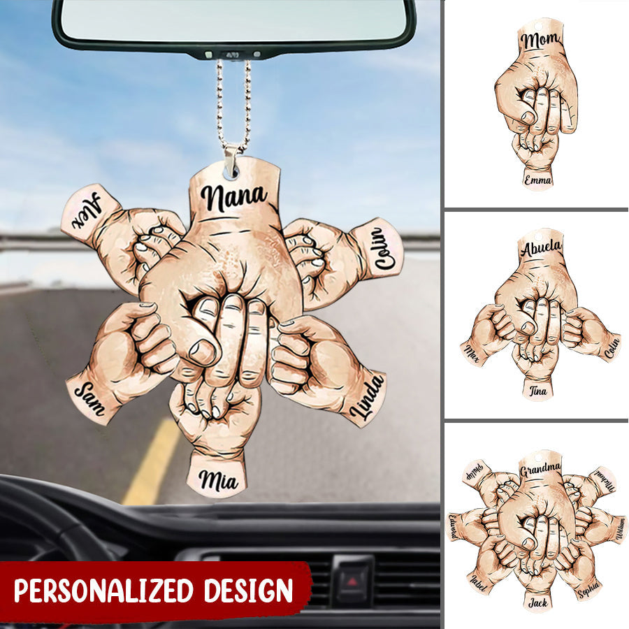 Grandpa, Papa, Daddy Hands Print Personalized Car Hang Ornament