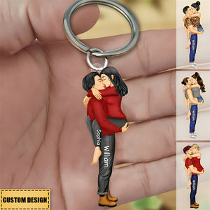 Couple Kissing - Gift For Couples - Personalized Acrylic Keychain