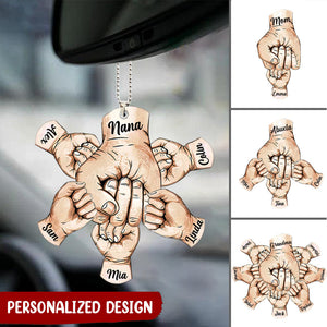 Grandpa, Papa, Daddy Hands Print Personalized Car Hang Ornament