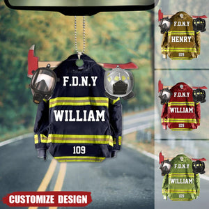 Personalized Acrylic Car Ornament - Gift For Firefighter