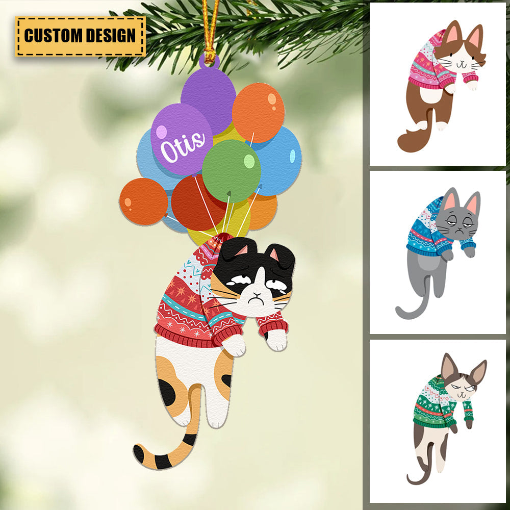 Hanging Cat - New Version - Personalized Car Acrylic Christmas / Car Hanging Ornament