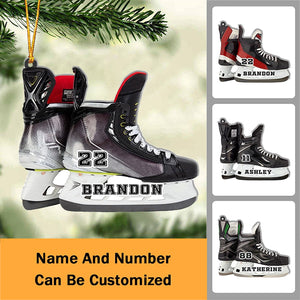 Personalized Hockey Skates Acrylic Christmas Ornament