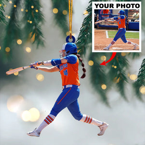 Personalized Baseball/Softball Kids Upload Photo Christmas Ornament